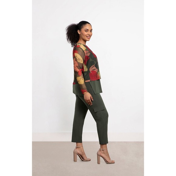 Sympli Women's Floral Camo Mesh Cropped Top Size 8 NWT - Picture 2 of 4